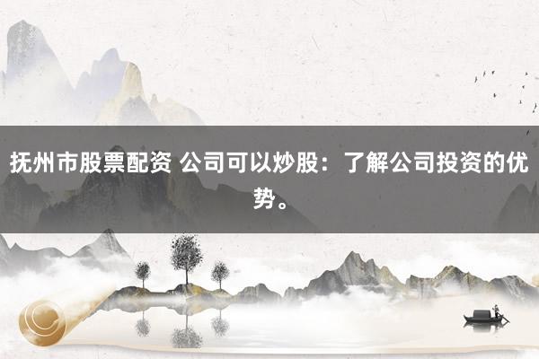 抚州市股票配资 公司可以炒股：了解公司投资的优势。