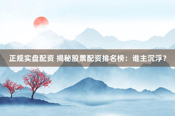 正规实盘配资 揭秘股票配资排名榜：谁主沉浮？